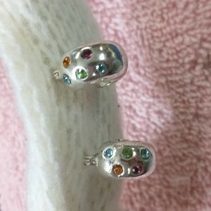 Sterling silver multi stone colored earrings